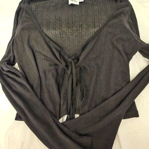 Princess Polly Black Long Sleeve Tie-Front Top